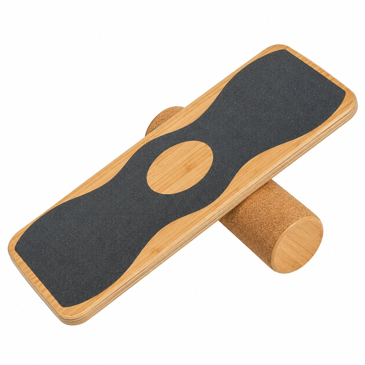Balance Board mit Korkrolle und rutschfester Oberfläche - Braun/Schwarz