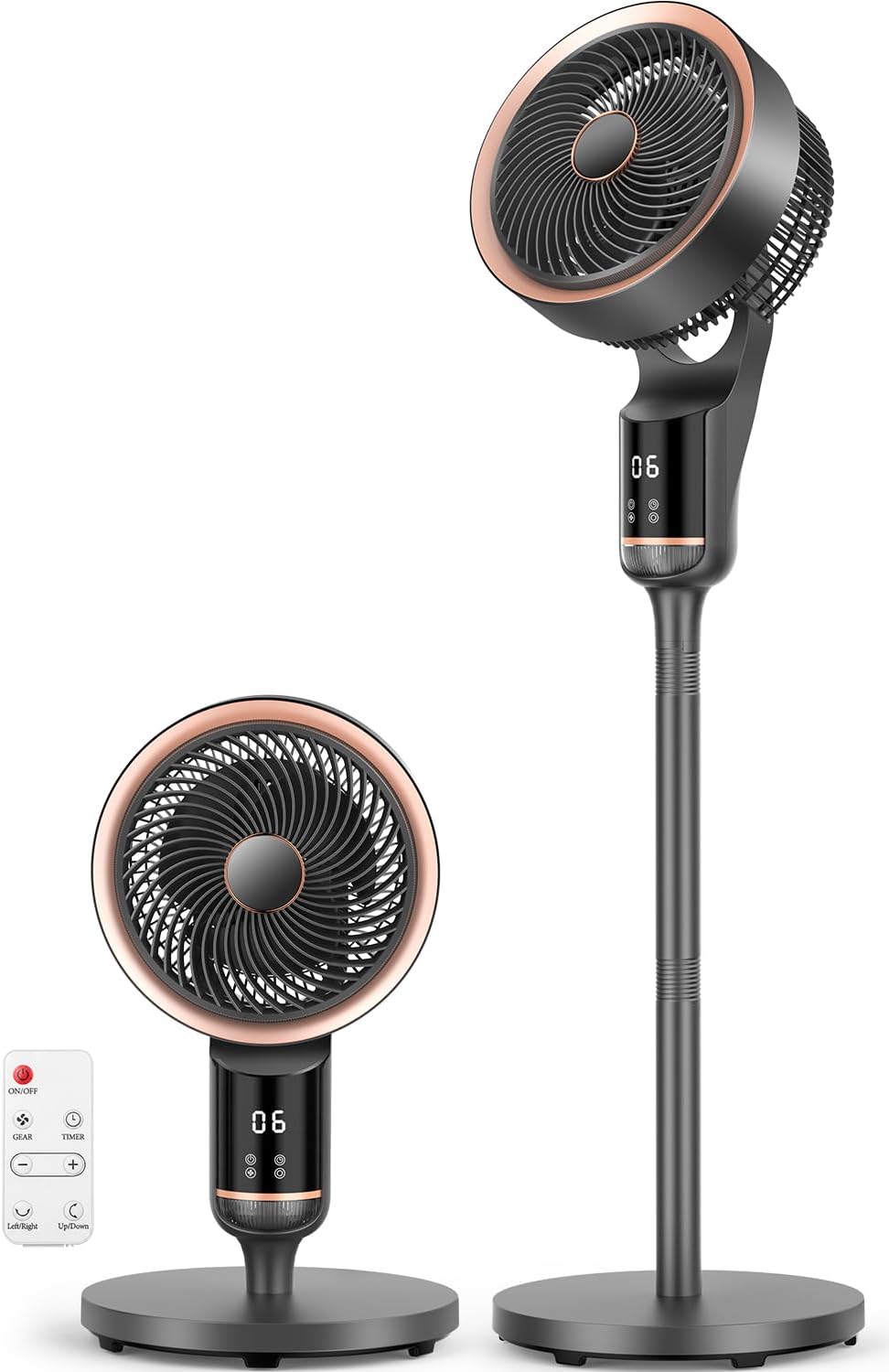 Namuk Standventilator, 70 +90 Oszillation, 12H Timer, Boden & Tischventilator mit LED-Display, Fernbedienung, 12 Geschwindigkeiten