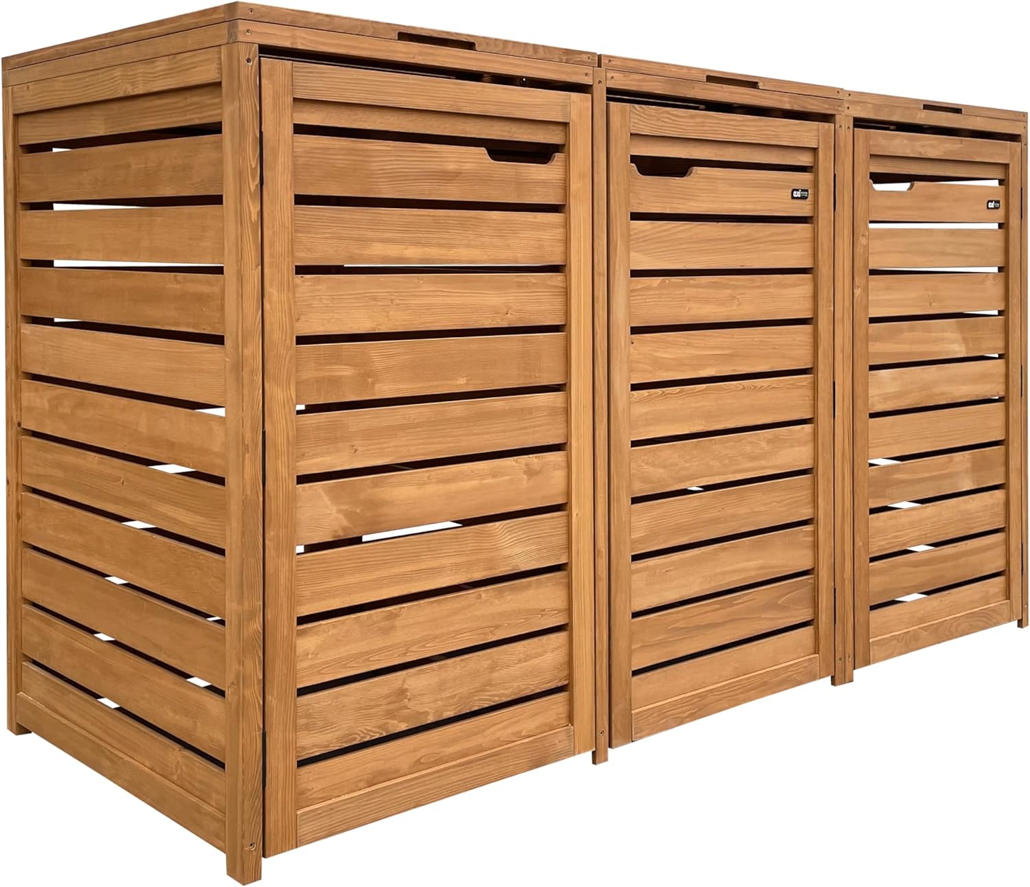 AXI Lex Mülltonnenbox Holz Braun, Innenmaße pro Fach: 79 × 64 × 115 cm, Tür: 113 × 64 cm, Deckel: 85 × 70 cm