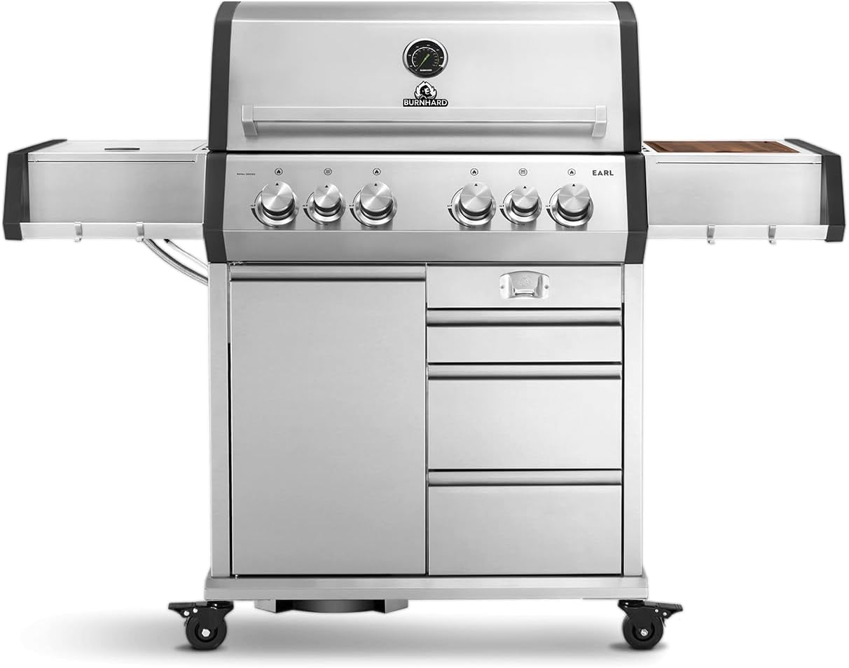 BURNHARD Gasgrill 4-Brenner inkl. Heckbrenner, 6 l, Stauraum