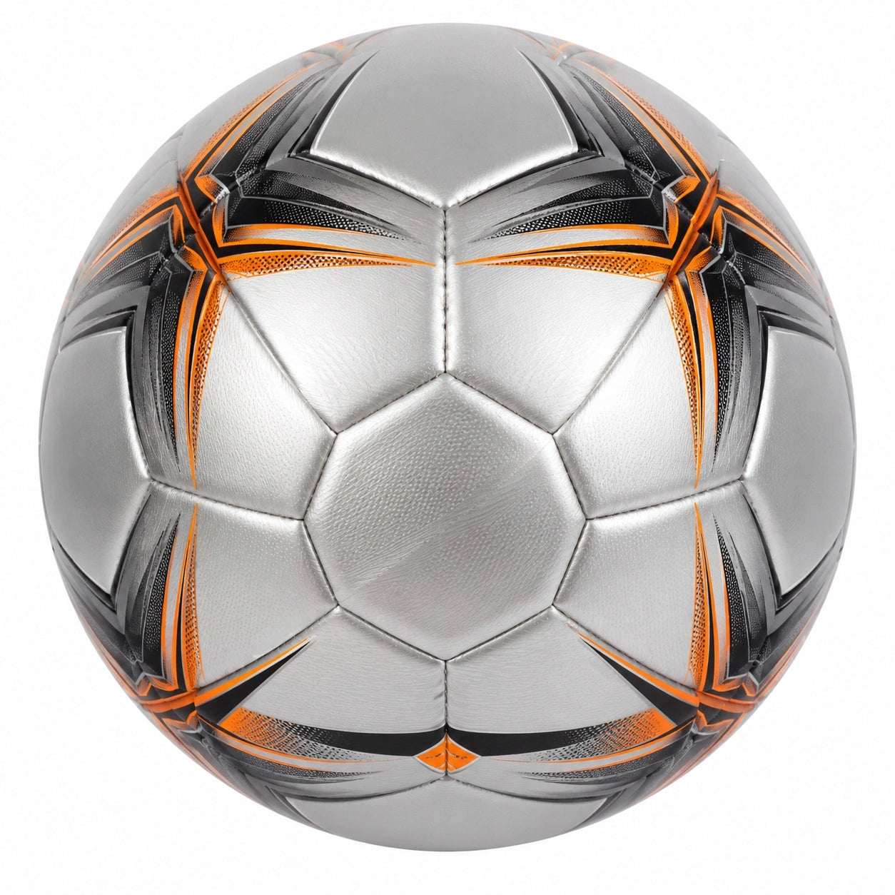 Fußball Silber Schwarz Orange Genäht 68 cm
