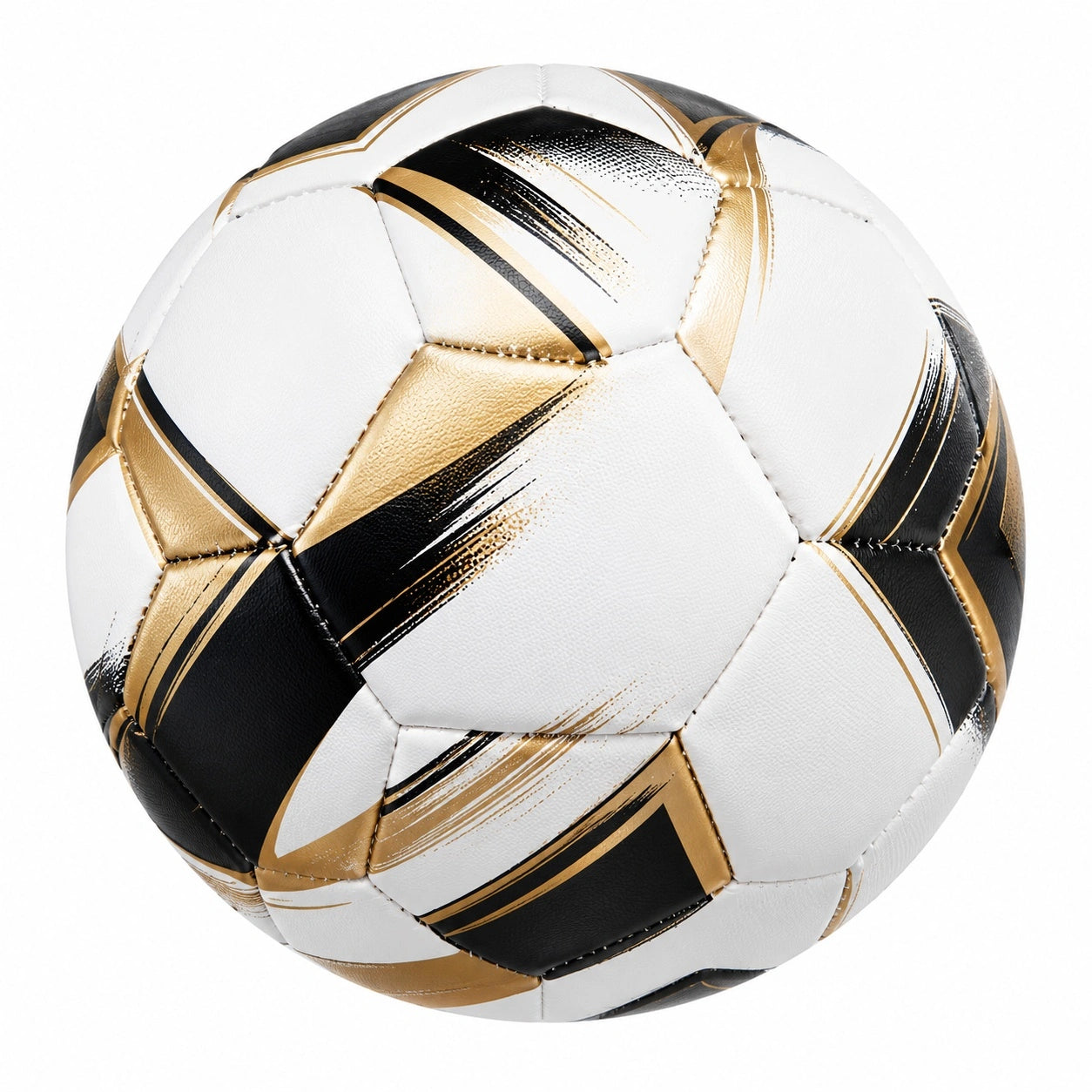 Hochwertiger Fußball Größe 5 Weiß Schwarz Gold