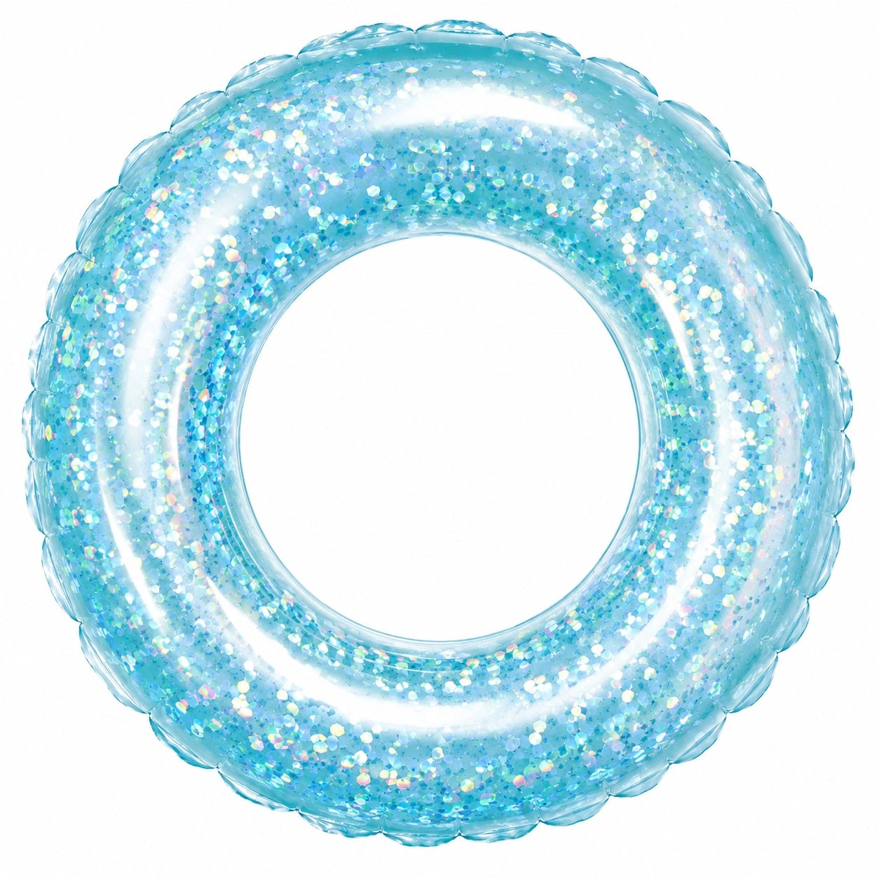 Aufblasbarer Glitzer-Schwimmreifen Blau 90 cm