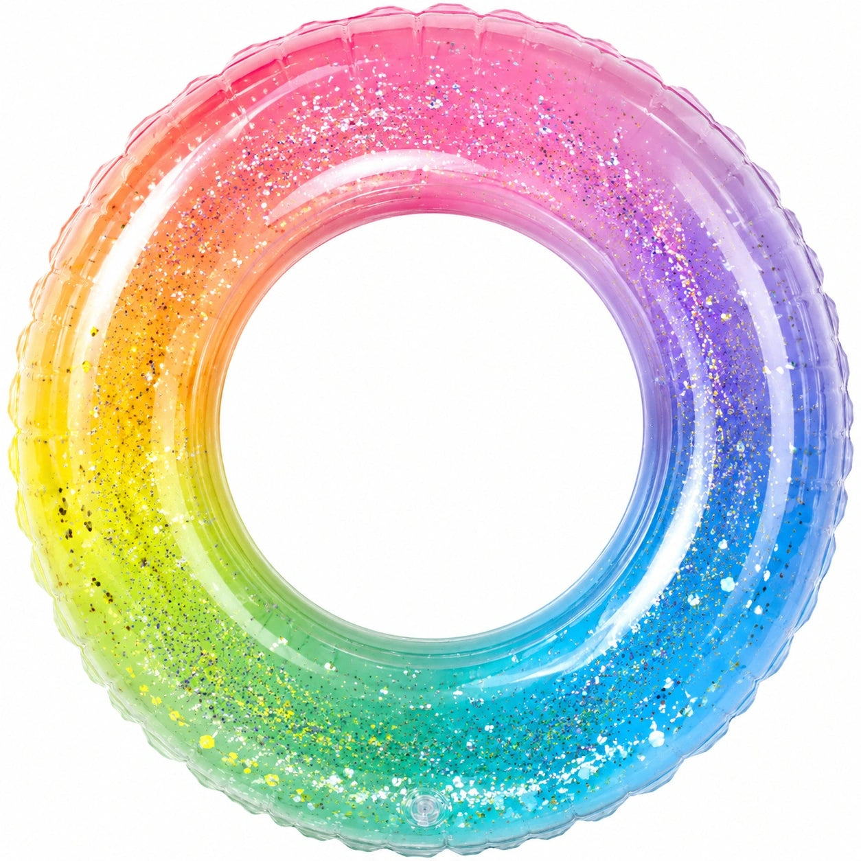 Aufblasbarer Schwimmring Regenbogen mit Glitzer