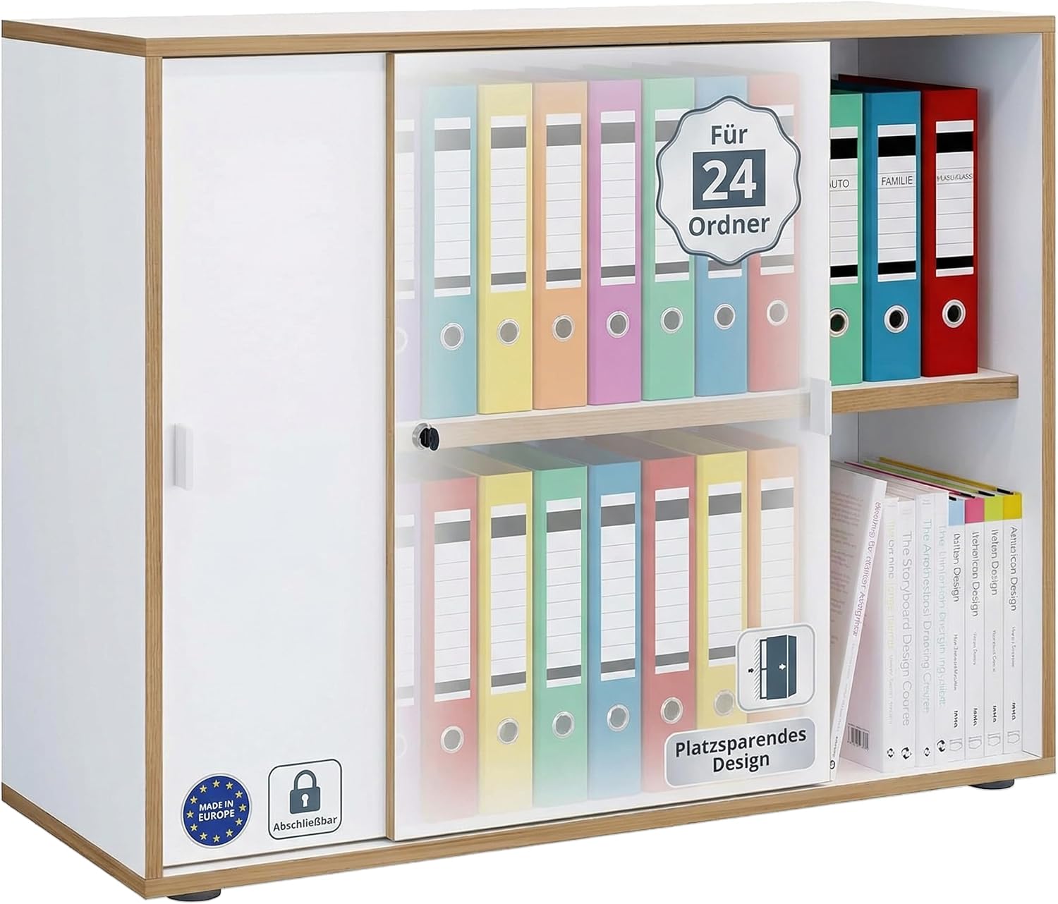 VCM Büroschrank mit 2 Fächern, Maße ca. H. 74 x B. 100 x T. 37 cm- Salia 2-Fach, Stauraum, verstellbar