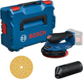 Bosch Professional 18V System Akku-Schleifer GEX 18V-150-3 (inkl. 1x, L-BOXX 162), 1x Staubbox, 1x Schutzring