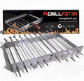 Grillpeter Schaschlik Spießdreher aus Edelstahl, Motor mit Powerbank Spieße für Mangal (für 11 Spieße)