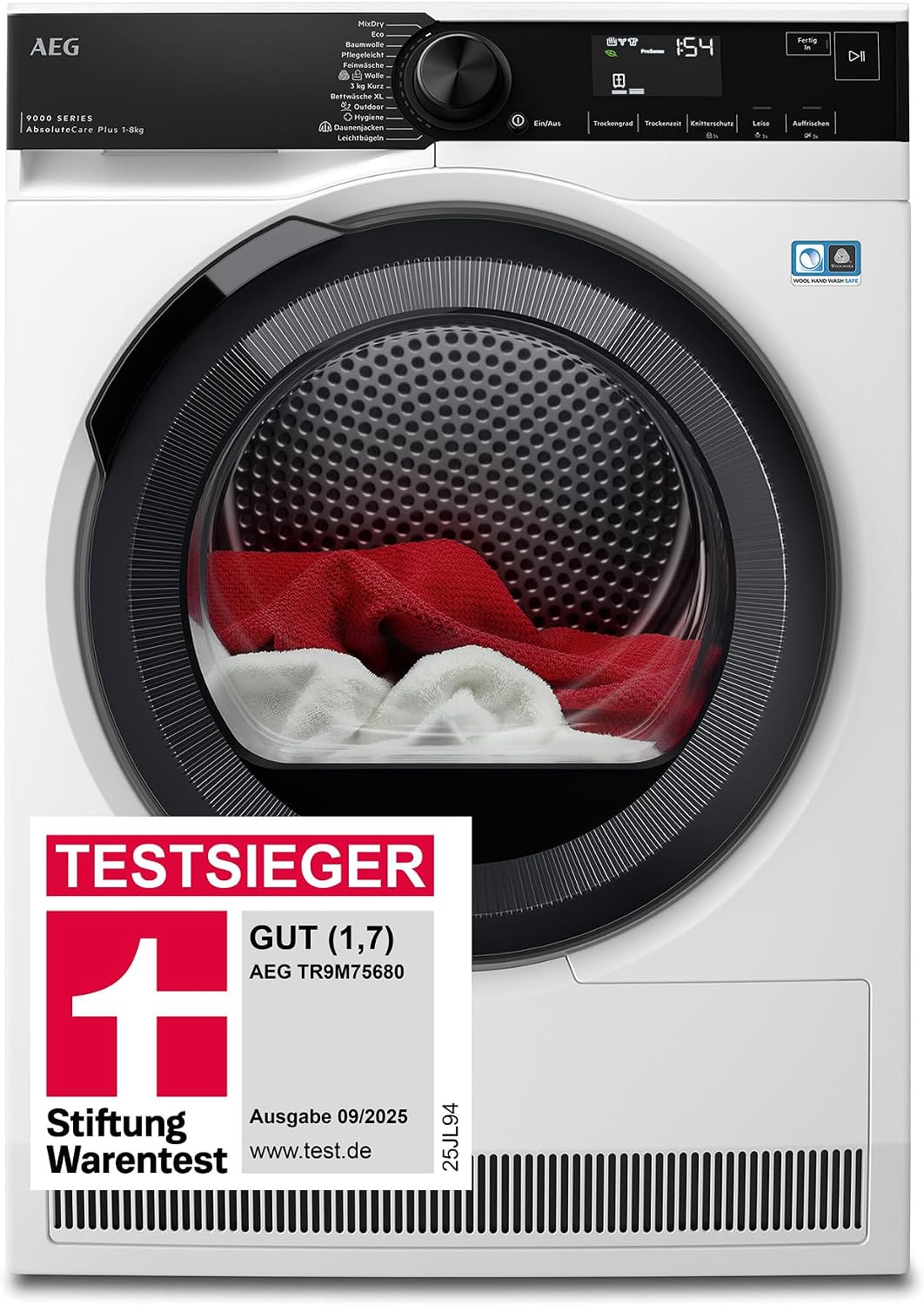 AEG Wärmepumpentrockner 8 kg, Serie 9000: AbsoluteCarePlus Daunentrocknung, Punktgenaue Trockenergebnisse mit 3D-Scan Restfeuchteermittlung