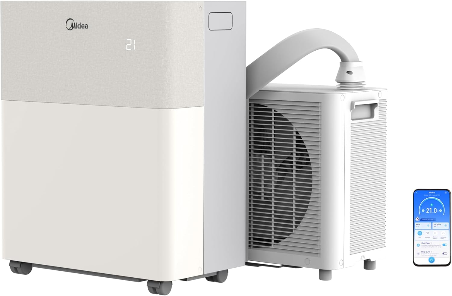 Midea PortaSplit-E Mobile Klimaanlage, 12000 BTU 3,5kW, nur 39 dB(A) im Silent-Modus Energieklasse A++, 12.000 BTU, 3,5 kW, Fernbedienung, Inverter