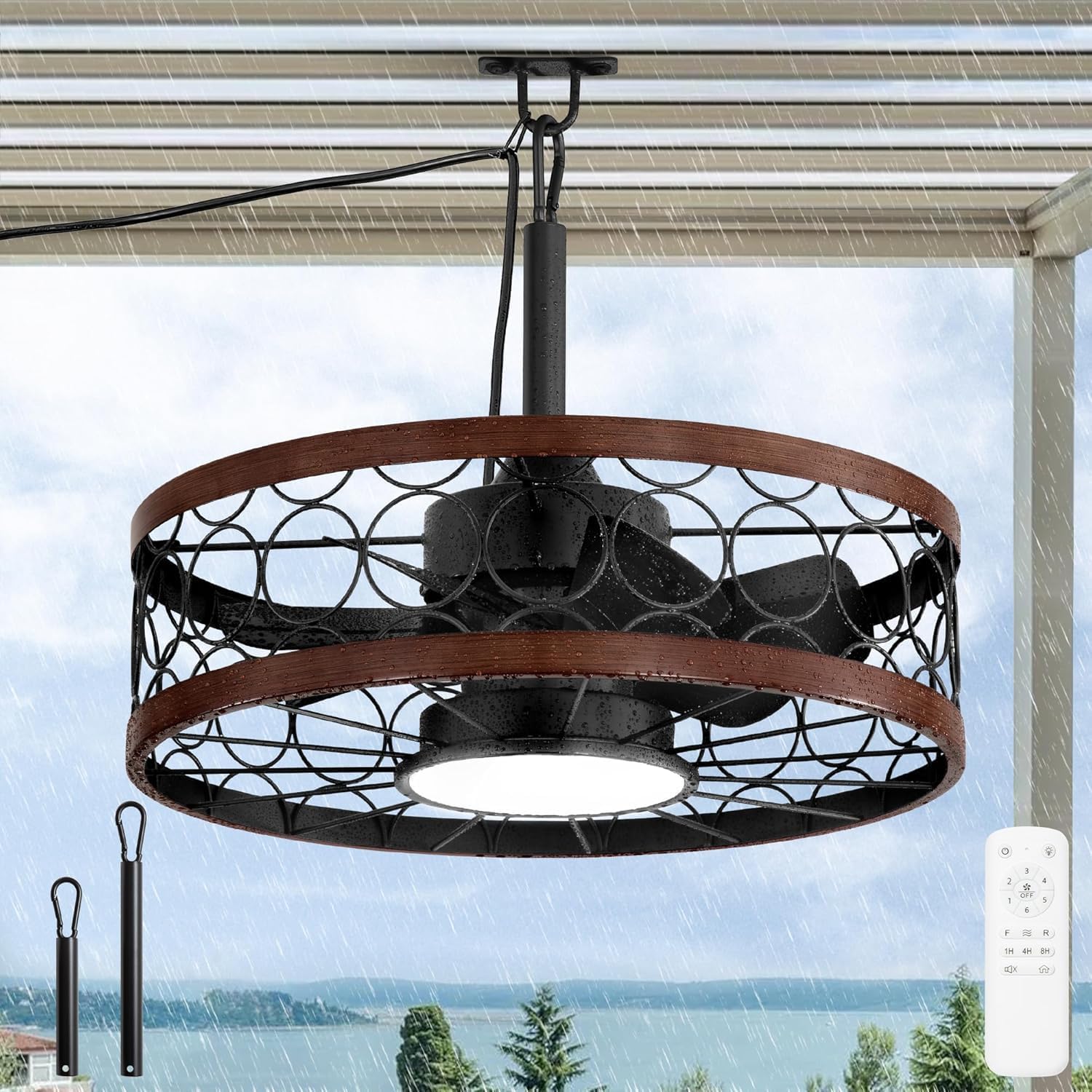 Deckenventilator, Fernbedienung, Timer, dimmbares Licht, wasserbeständig