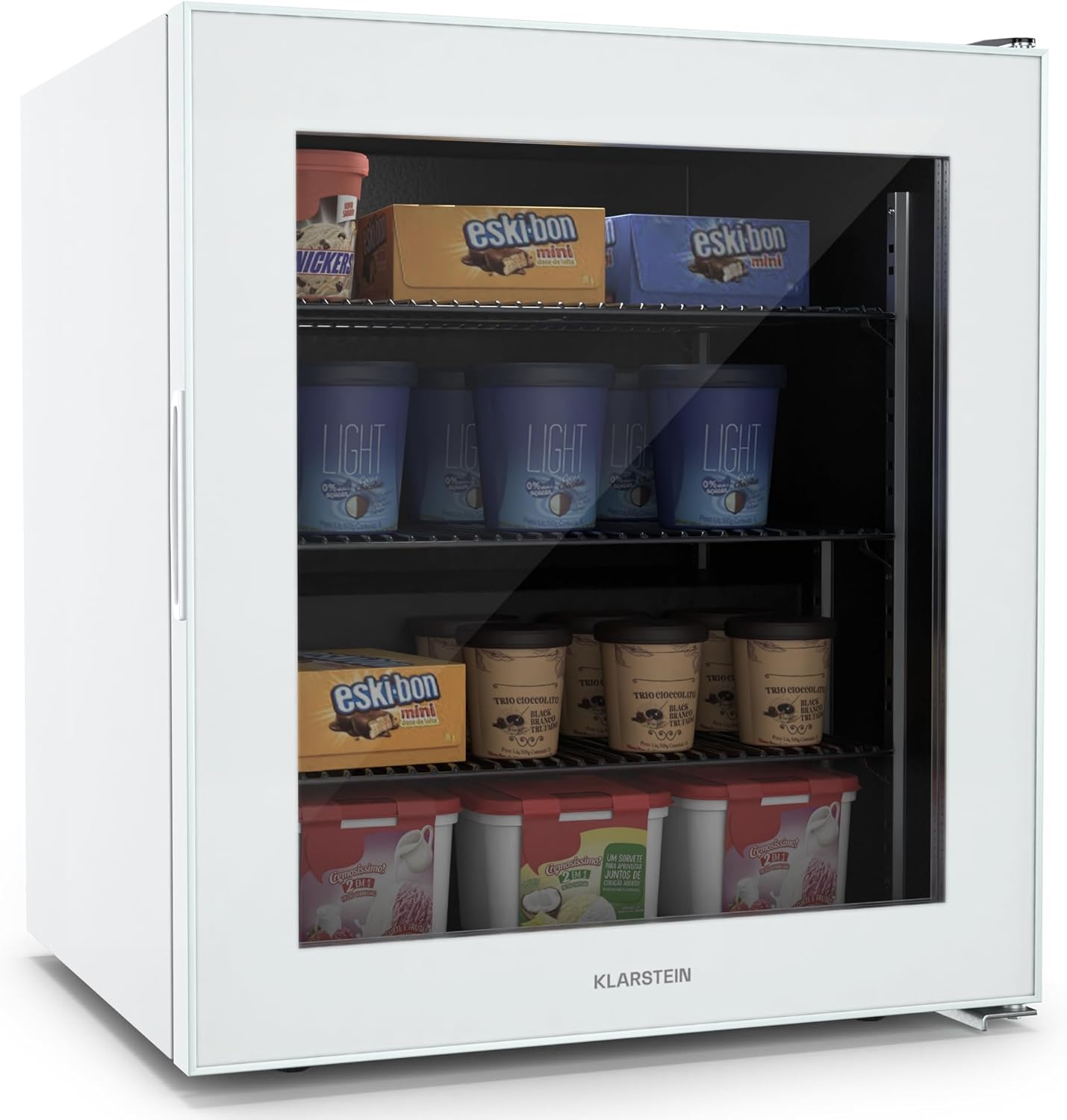 Klarstein IceAge 88 Mini Gefrierschrank, 88 L, 60 × 66 × 53 cm und einem Gewicht von ca, LED-Innenbeleuchtung, Stauraum, Temperatur 0 bis -18 C