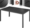 tectake Gartentisch, 150 × 90 × 74,5 cm, Balkontisch in Holz Optik, Gartenmöbel wetterfest, verstellbar, wetterbeständig