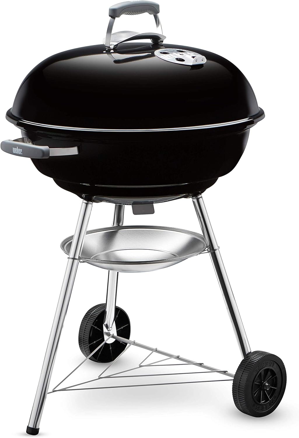 Weber Compact Kettle Holzkohlegrill/Porzellanemaillierter Deckel und Kessel, 57 cm Grillfläche, Stauraum