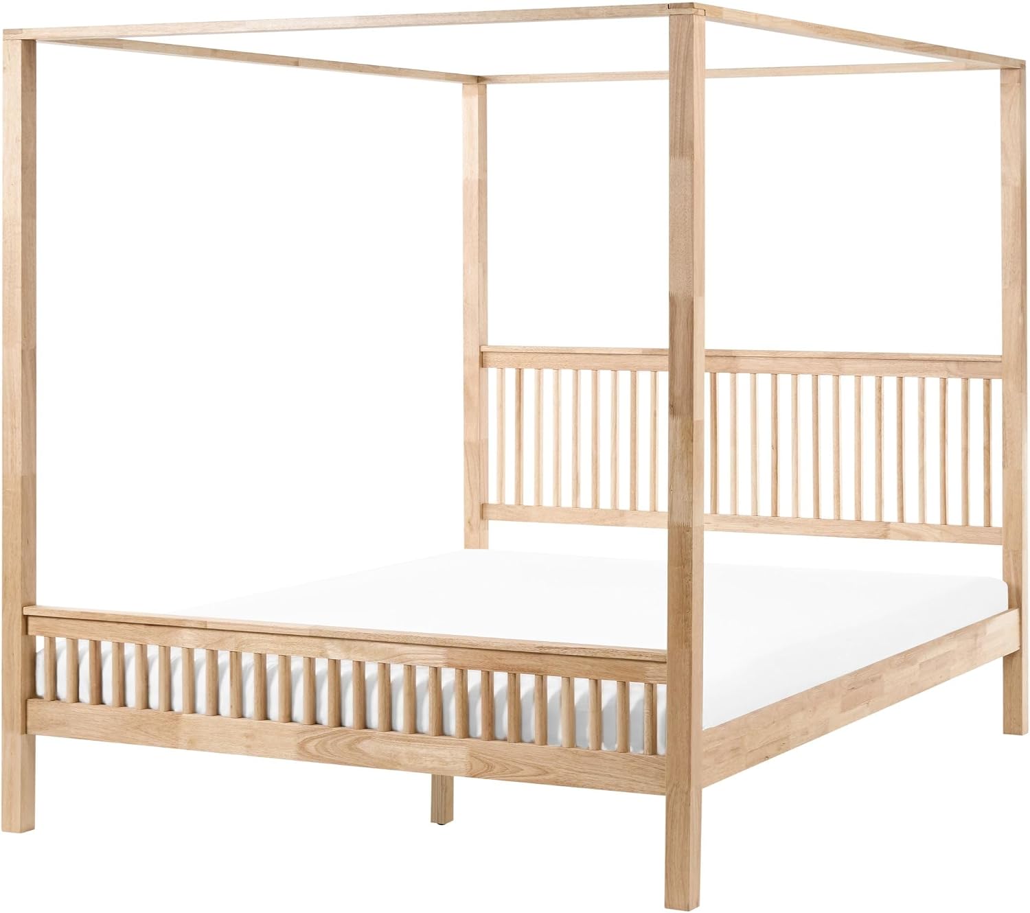 Himmelbett Holz hellbraun 180 × 200 cm mit Lattenrost, Maximal 300 kg belasten