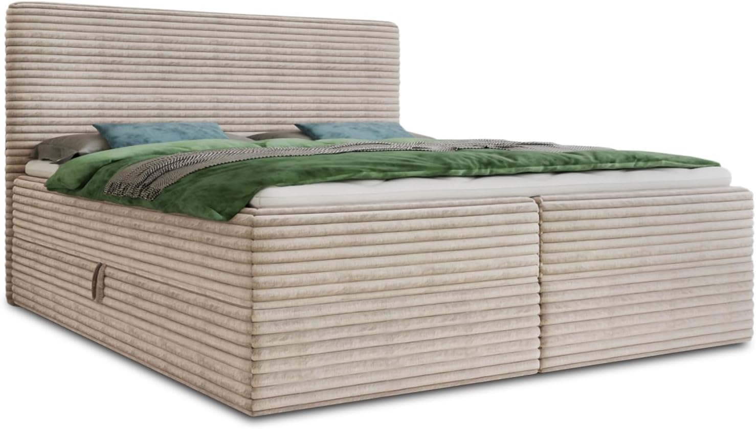 Sofnet Boxspringbett, 140 × 200 cm), Stauraum, Bettgestell für Schlafzimmer (Beige (Tilia 03)