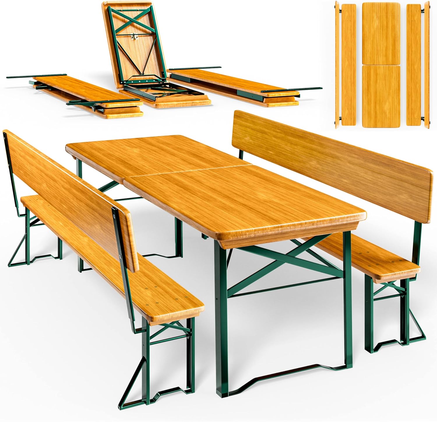 Casaria Bierzeltgarnitur mit Lehne 170 cm Klappbar Stabil 2X Tisch, klappbar