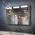 SVNR 90 × 65 cm Spiegelschrank Mit LED-Beleuchtung Fürs, App-Steuerung, LED-Beleuchtung, 3-Türiger Badspiegelschrank Beleuchtung Mit Bluetooth