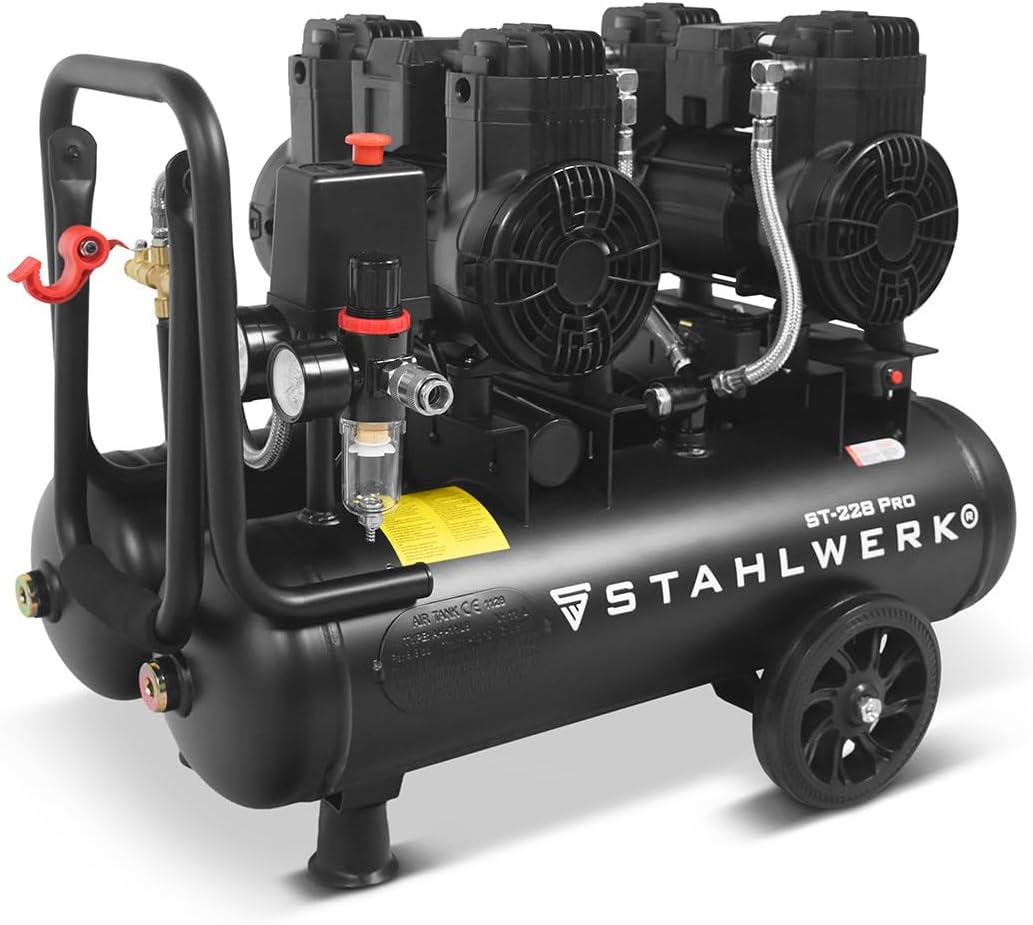 STAHLWERK Kompressor mit 22 L Tank (ST-228 Pro), 3,54 PS (2,6 kW), 410 l/min, 69 dB, 22 L, 8 bar