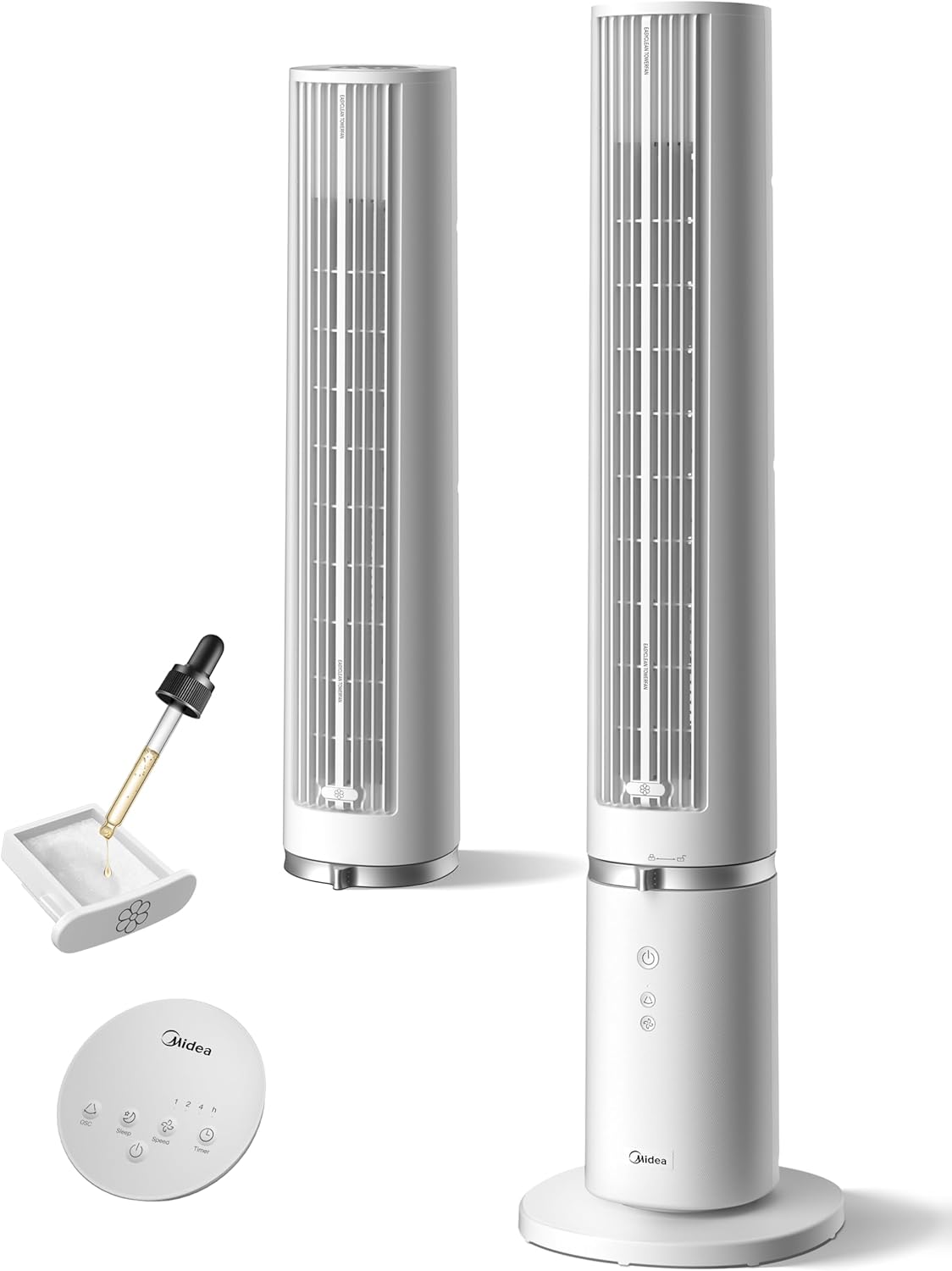 Midea MTF25FRG 40 Zoll leiser Turmventilator, 34 dB, Fernbedienung Omni, 90 Oszillation, Timer, Kühlung 9 m/s, 4 Geschwindigkeitsstufen